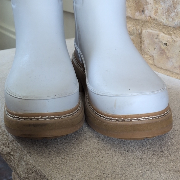 HUNTER I White Refined Stitch Detail Spurrey Short Wellies Rain Boots, 8 - Picture 2 of 13